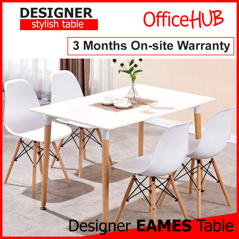 OFFICEHUB Eames Rect Table White Designer dining table Square Table Pub Home Restaurant Pantry Table Pantry Chair Cafe Table Restaurant Table Side Table Wooden Table