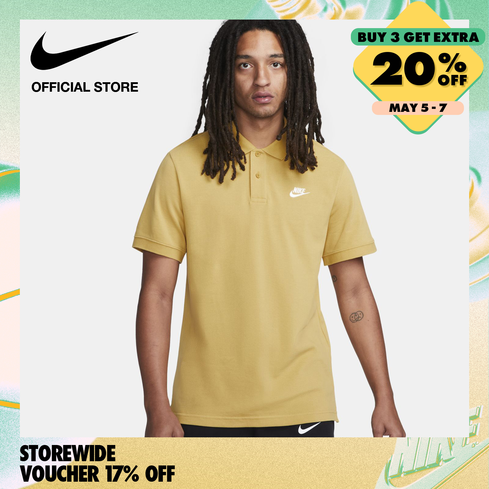 Nike Men's Sportswear Club Match Up Polo - Wheat Gold