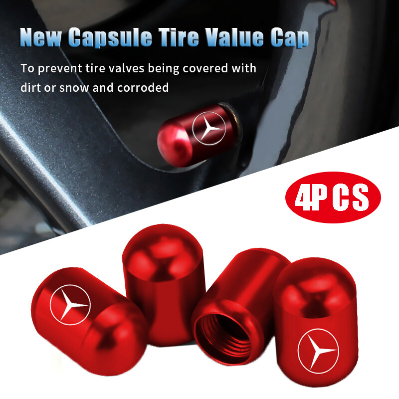 4PCS/SET Metal Car Accessories Wheel Tires Valve Caps Tyre Valve Dust-proof Cover for Mercedes Benz CLA GLK GLC A200 E200 E320 W251 W126 W205 W164 W123